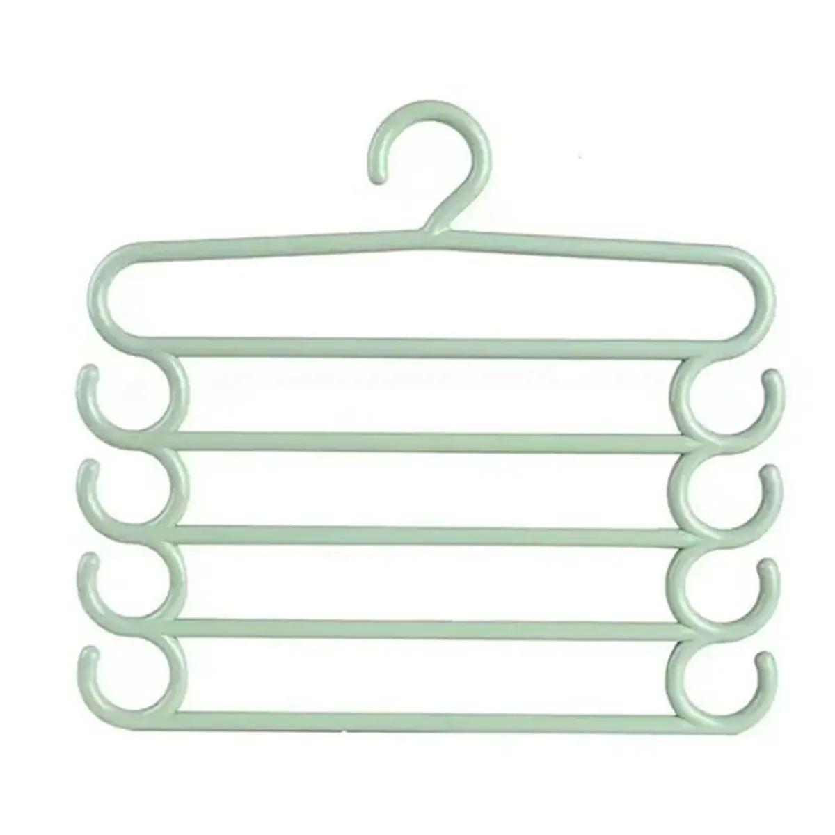 

5 Tier Non Slip Multi Layer Clothes Hanger for Wardrobe Organization Space Saving Closet Storage Rack for Pants Ties and Scarves зелёный