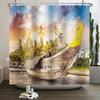 Summer Seaside Shower Curtains Ocean Beach View Coconut Trees Bath Curtain Polyester Fabric Bathroom Restroom Decor With Hooks