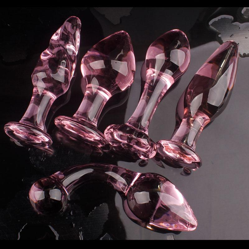 Candiway Exquisite Pink Crystal Glass Anal Plug Adult Masturbation Products Prostate Massager Erotic Toys For Couple (5