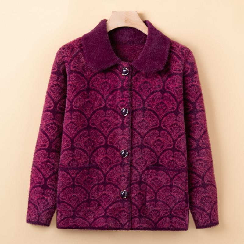 Grandma Spring and Autumn Clothes Woolen Top Women's Middle Age Old Man Mother New Coat Year Old 0 Old Man Old Woman Clothes