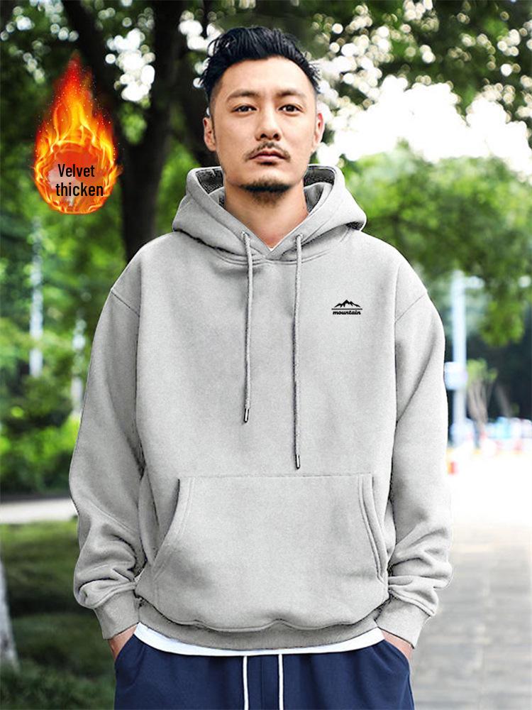 Men's Retro Heavyweight Hoodie - Korean Style Autumn/Winter Trendy Outerwear