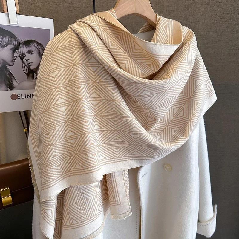 Nový Zimný Hrejivý Kašmírový Šál Dámsky Šál Pashmina Hrubý Šál Deka Bufanda Cestovný Šál Dámsky Vzorovaný Šál