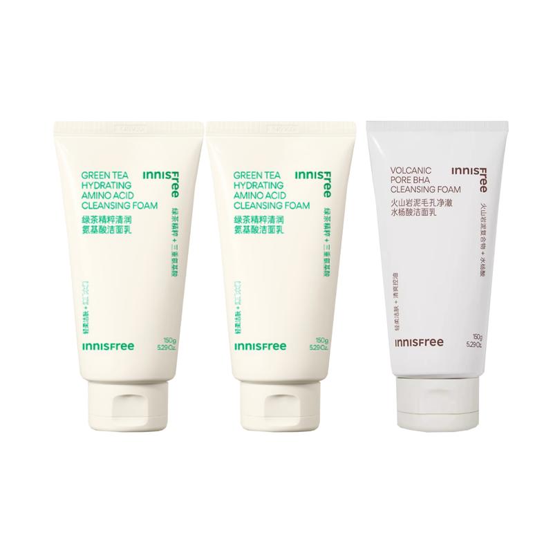 Innisfree + Rock + Новое Очищающее средство с зеленым чаем Очищающая вулканическая грязь - Новое очищающее средство с зеленым чаем 150 г2 Новое вулканическое очищающее средство 150 г зелёный