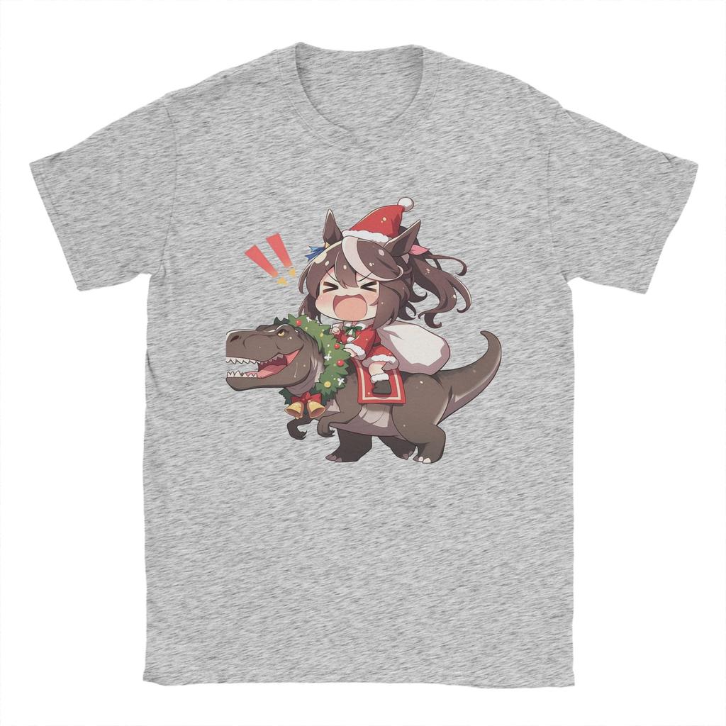 Tokai Teio Christmas T Shirts Men's Pure Cotton T-Shirts Round Neck Uma Musume Pretty Derby Anime Tees Short Sleeve Clothes