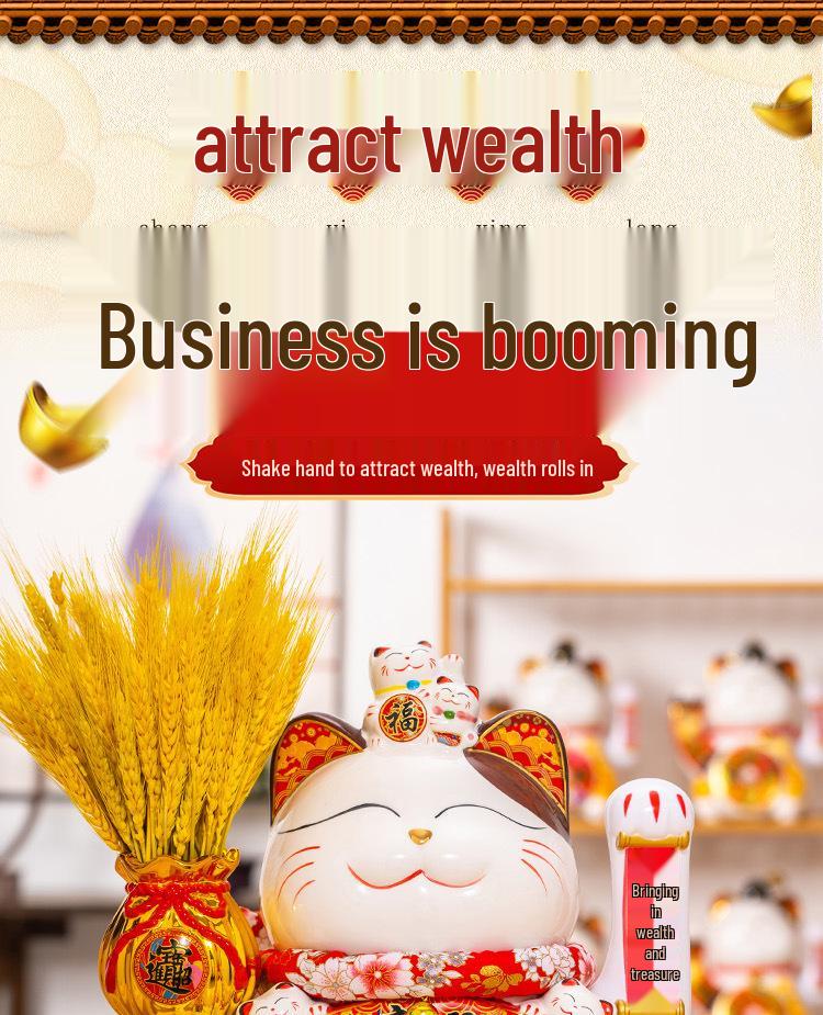 Large Lucky Cat Maneki-neko Ornament Shop Decoration for Home or Cashier Counter Opening Gift