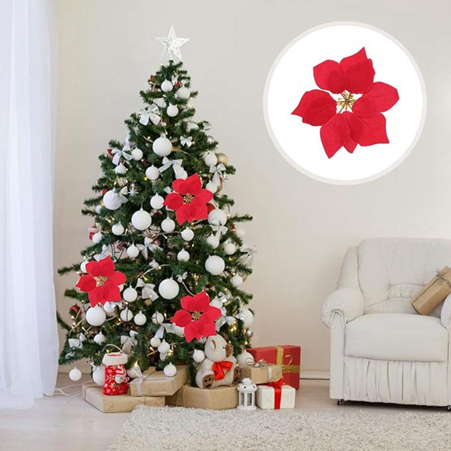 Cheap Velvet Poinsettia Floral Large Plants Christmas Tree Decor for Crafting Rose Outdoor Indoor Flower Wall Home Wedding Decor