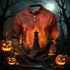 Men's Quick Dry Mesh Golf Shirt Long Sleeve Halloween Print Performance Top