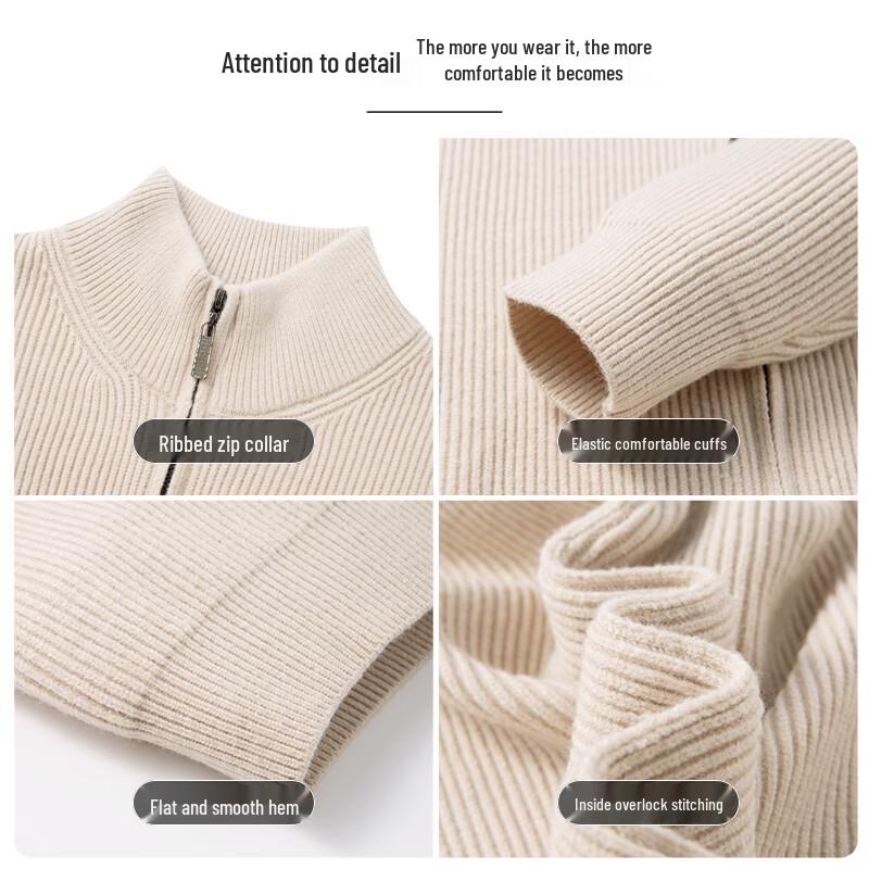 Hengyuanxiang Men's Heavyweight Wool Blend Stand Collar Cardigan