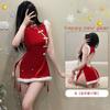 Xianyi Erotic Underwear Pure Desire Christmas Uniform Sexy Passion Free Breast Cheongsam New Year's Robe Set S5