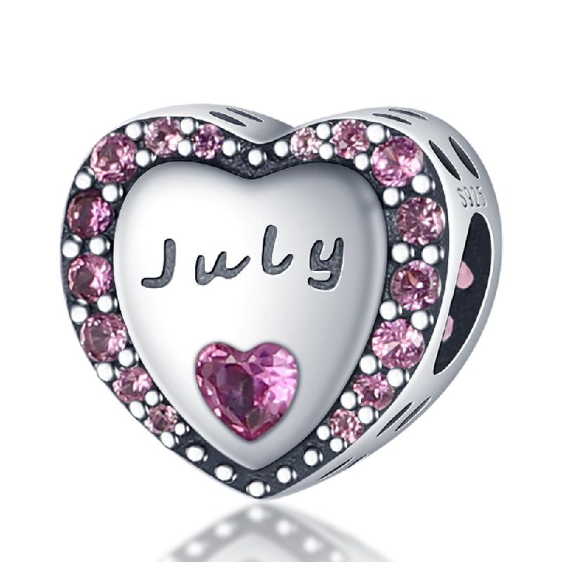 New In Silver Color Love Zircon Heart Series Beads Fit  Bracelet DIY Charm Pendant Woman Jewelry Hot Sale