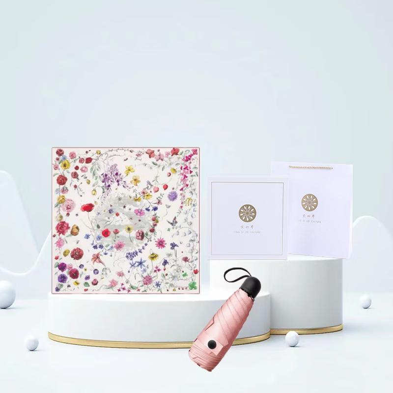 Rose Pact Silk Scarf & Mini Umbrella Set