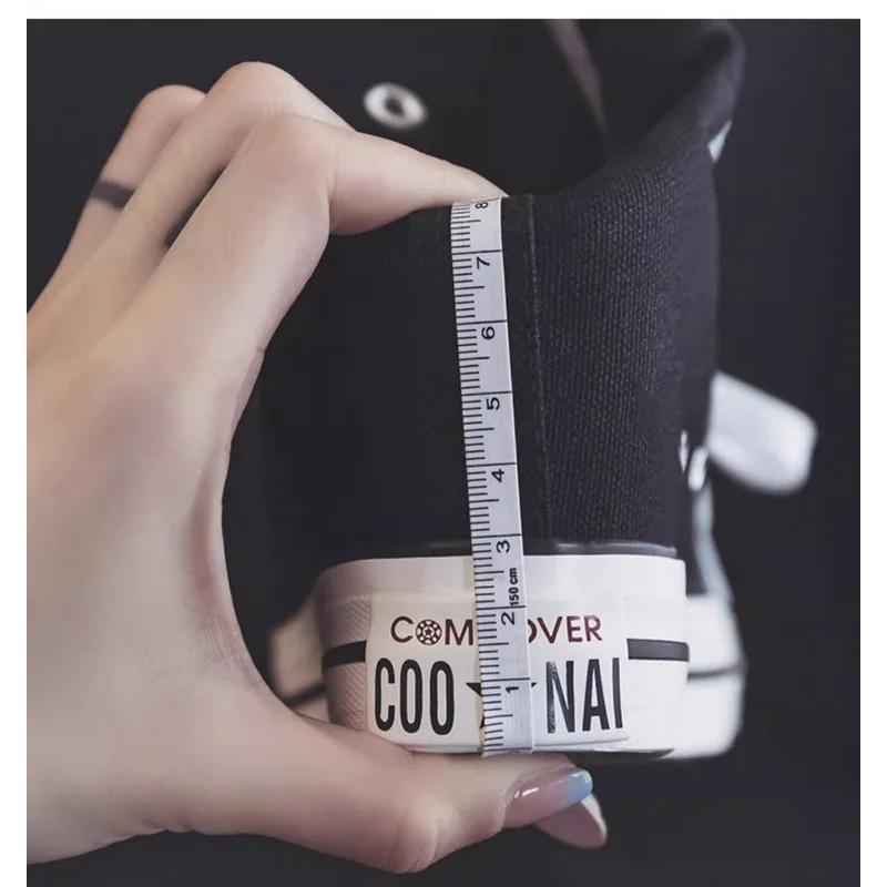 New 8cm High Heels Shoes Casual Canvas Sneakers Designer Platform Wedges Ladies Hidden Wedge Elevator Shoes White Black