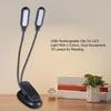 Two Arm USB Clip Light LED Desk Lamp Flexible 1000mAh Rechargeable Battery for Night Reading