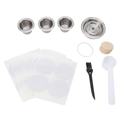 Kit Cápsula de Café Reutilizável Cápsula de Café em Aço Inoxidável com Tampa de Alumínio Papel Filtro