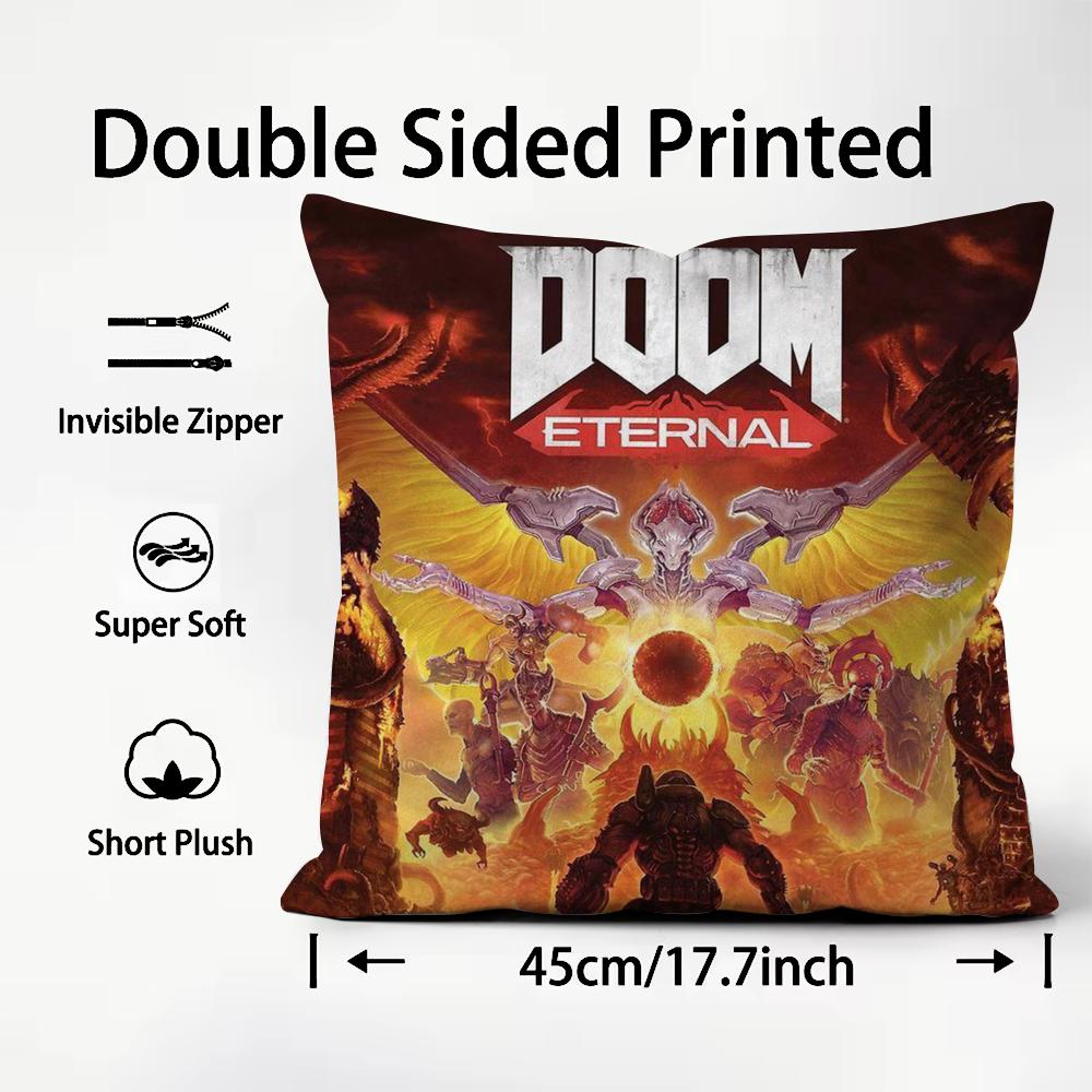 D-Doom E-Eternal Cool Game Cushion Cover Pattern Printed Pillowcase for Living Room Sofa Cushion Cover & Bedroom Decor