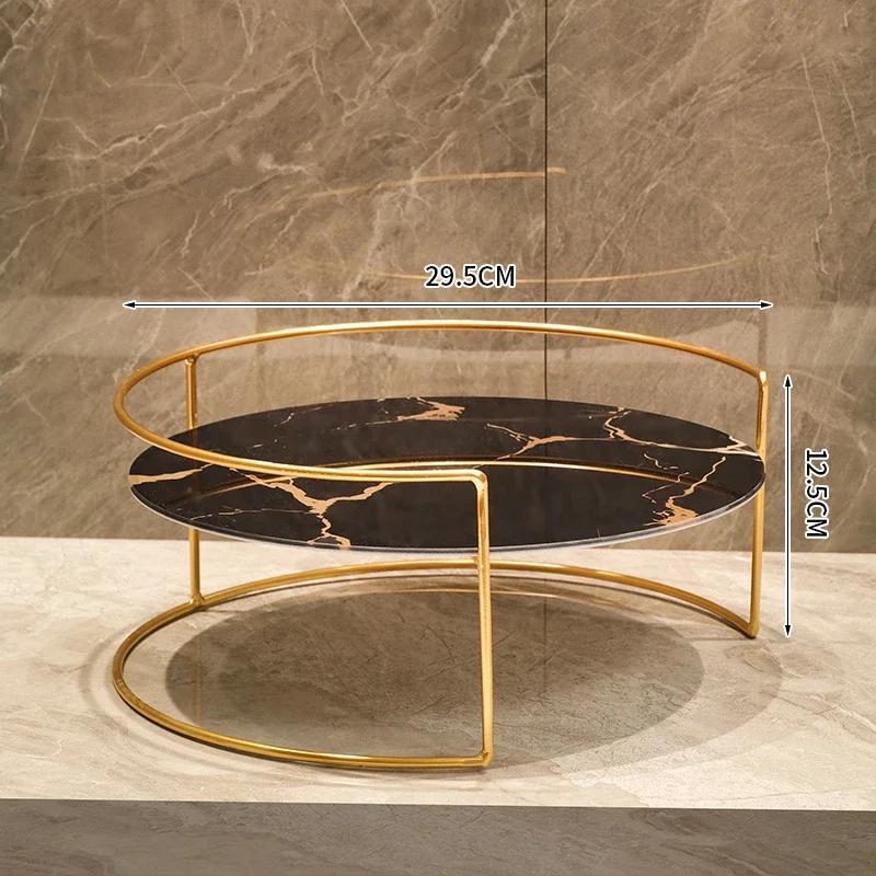 Vassoio in Vetro Marmorizzato Metallico Set da 2 Pezzi Scaffale Decorativo Portaoggetti Organizer da Scrivania Scaffale per Cosmetici Espositore Scaffali per Bagno