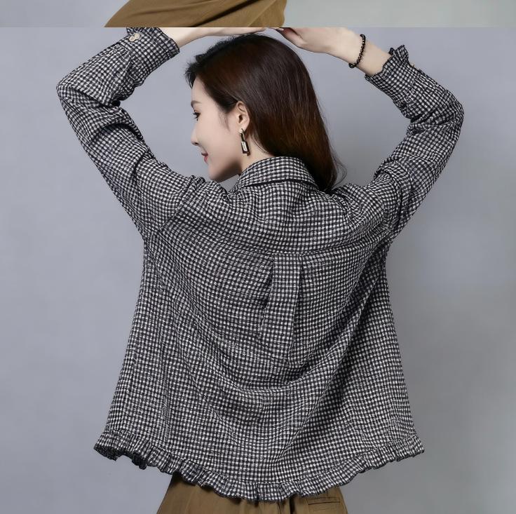 2026 Spring Plaid Long Sleeve Slimming Plus Size Women's Casual Shirt Jacket