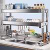 Double-Layer 304 Stainless Steel Over-Sink Dish Drying Rack