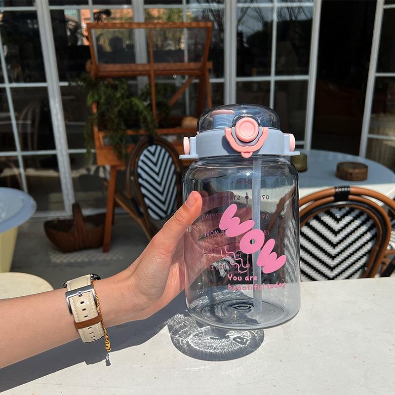 

Student Dormitory High Capacity Handle Double Drink Straw Cup Men and Ladies Office Leisure Couple Outdoor Use Milk Tea Plastic Practical Use 1350ml