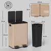 Kitchen Bin, 2-Compartment, 2 x 28 L, Stainless Steel, Soft-Close, 45.8 x 36 x 67.6 cm, Gold