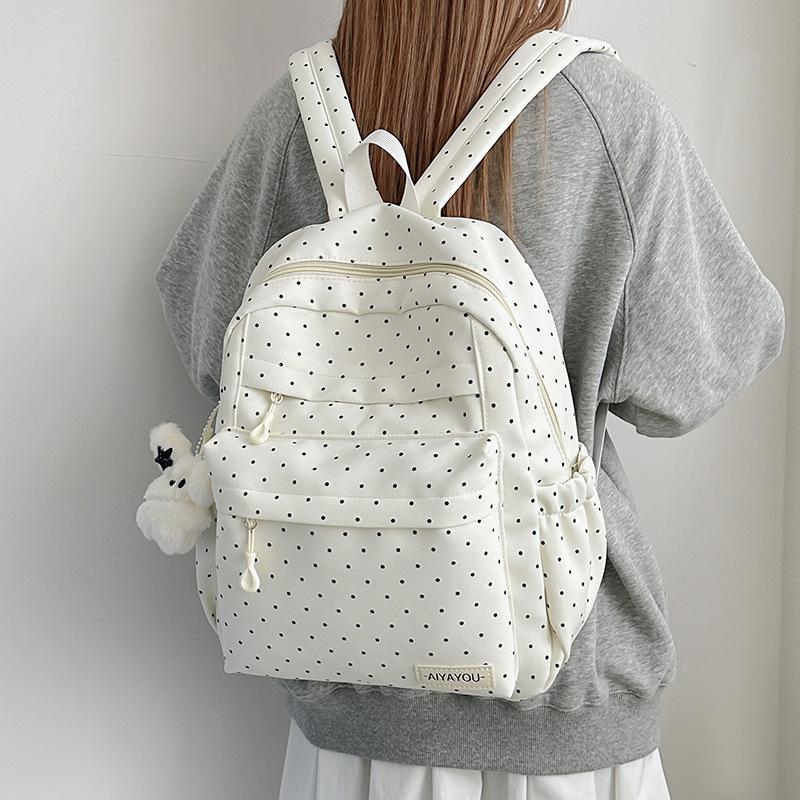 Student Schoolbag Polo Dot Women's Large Capacity Backpack Lightweight Class Backpack