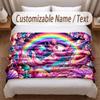 Axolotl Theme Soft Blanket Personalized Custom Name Text Print Warm Blanket Home Sofa Bedroom Decor