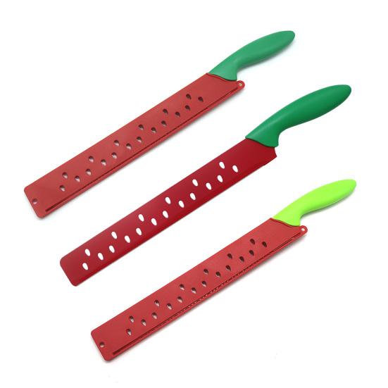 Coltello per anguria con fodero, Coltello da pane seghettato per torta, formaggio, pasticceria, Tagliafrutta in acciaio inossidabile per cucina