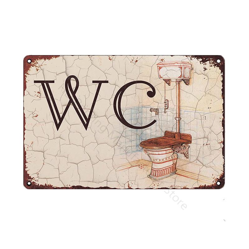 Toilet Wall Decoration Pub Vintage Metal Sign Home Funny Decor Toilet Tin Sign WC Lavatory Toilettes Wall Art Bathroom Restroom