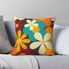 Retro 70S Flower Power Seamless Pillowcase Polyester Linen Velvet Pattern Zip Decorative Pillow Case Bed Cushion Cover 45X45