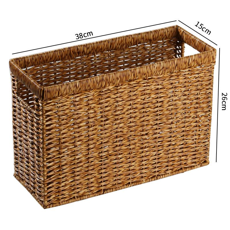 Paniers de Rangement en Osier Paniers d'Étagère Tissés Rectangulaires Bacs de Rangement en Rotin Design Panier à Linge Panier à Magazines Étroit Élégant