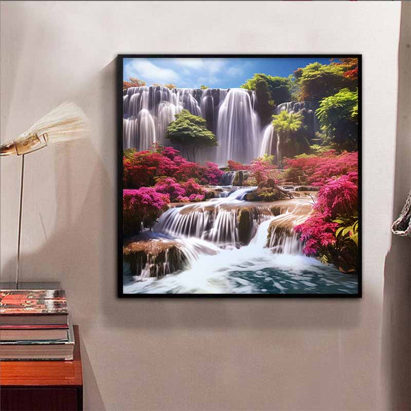 New Arrival 5D DIY Full Circle Diamond Painting "Waterfall" Embroidery Cross Stitch Home Decor Gift