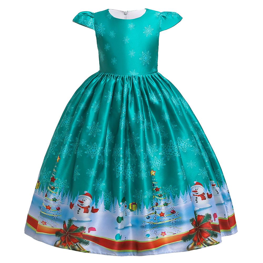 Vestido de Piano de Cetim de Desenho Animado de Natal Europeu e Americano para Meninas