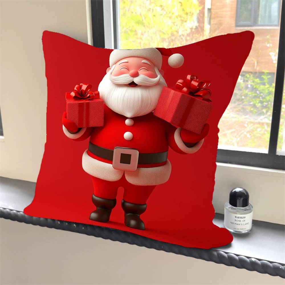

1PC Christmas cartoon cute Santa Claus Pillow Case Square Bedroom Sofa Leisure Comfort Cushion Car Home Decoration 12x12Inch