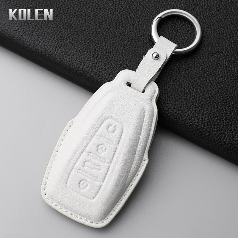 Genuine Leather Auto Smart Key Fob Cover Case Housing Fit For Geely Atlas Boyue Nl3 Coolray X6 X7 Ex7 Emgrand Kulrey Gt Gc9 Protector Key Ring