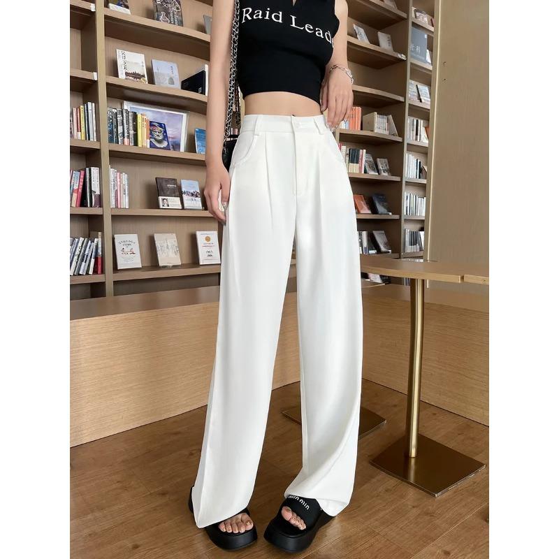 Women s High-Waisted Drapey Wide-Leg Suit Pants S