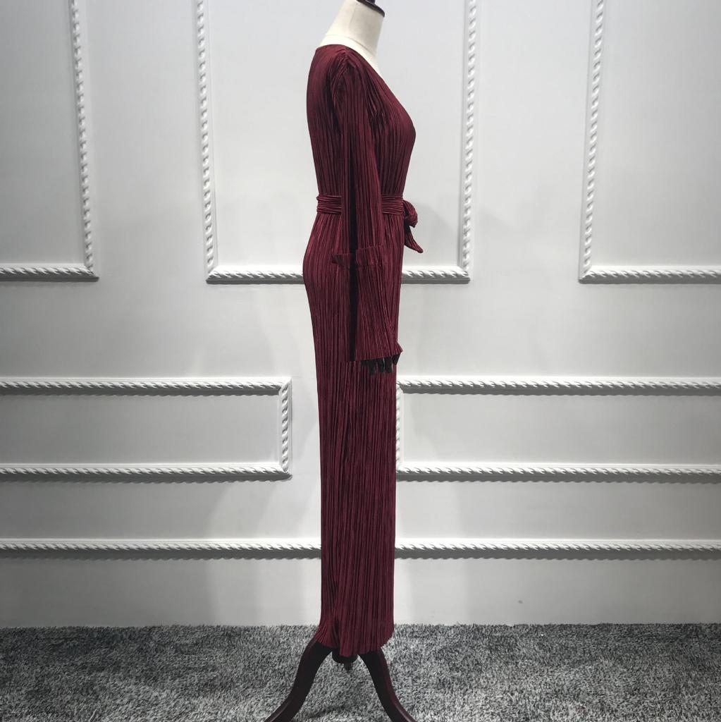 LR99 Slimming Pleated Robe Dress