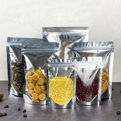 PERCUST 50 pezzi Sacchetto di alluminio con cerniera Sacchetto di chicchi di caffè con cerniera Sacchetto di plastica trasparente per alimenti Sacchetto di conservazione del frigorifero Sacchetto di congelatore Alluminio