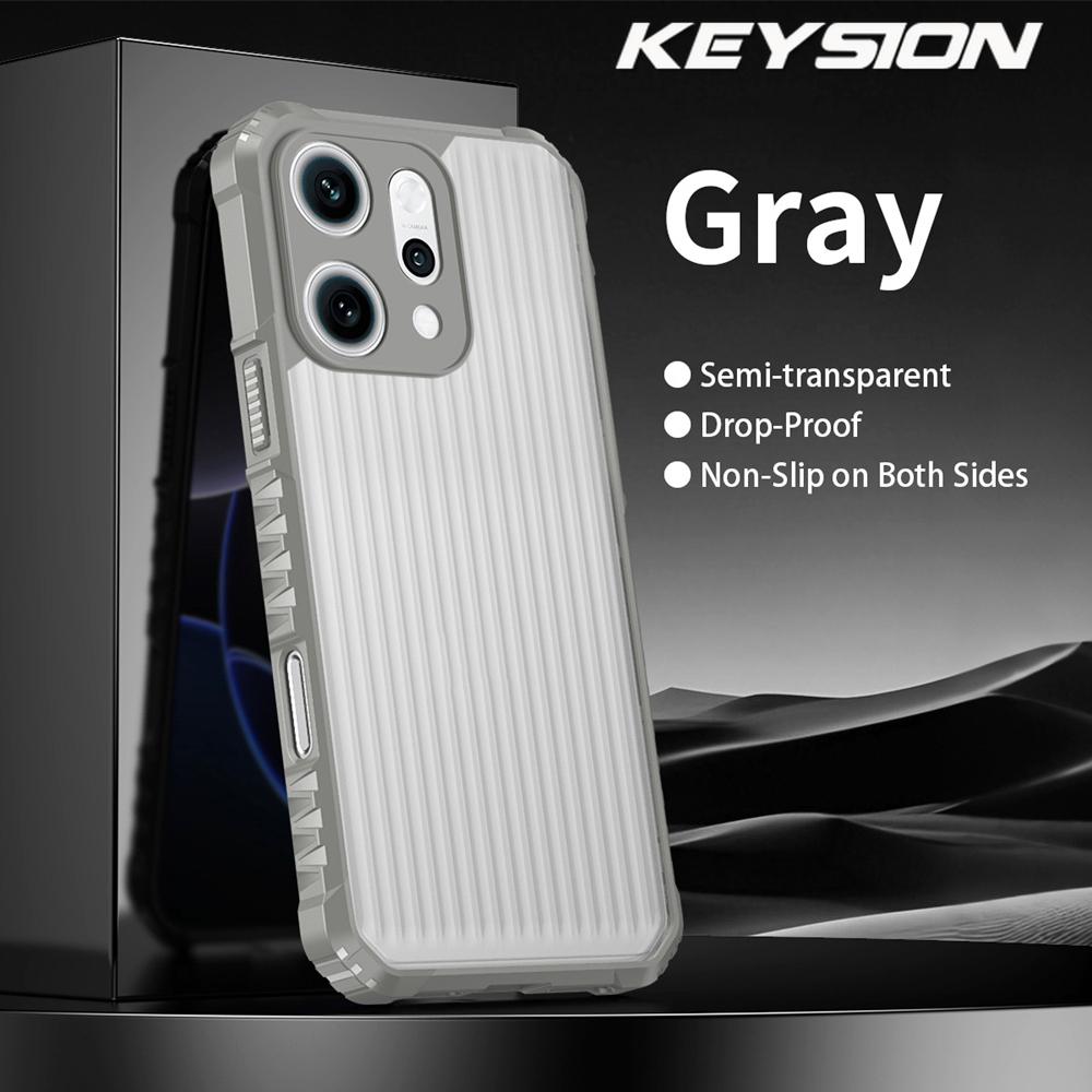 KEYSION Heavy Duty Shockproof Phone Case for OPPO Reno14 Pro 5G Soft Silicone+PC Translucent Matte Cover for OPPO Reno13 Pro 5G