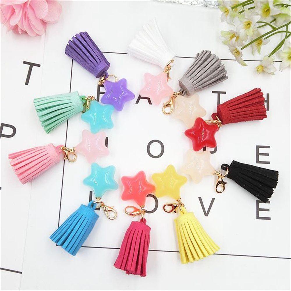 Balení Dekorace Vnitřní doplňky Tassle Keychain Keychain Dárkové šperky Hvězdné kroužky na klíče