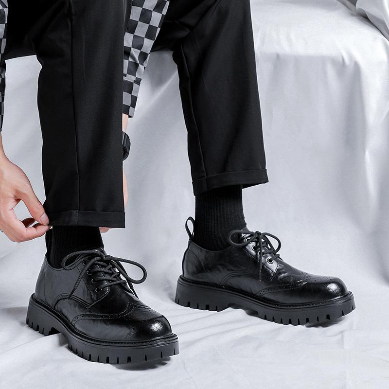 Leather Shoes Men's Summer New Men's Block Casual British Style Trend Business Big Head Platform Shoes 6406-R