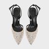 Shiny Mesh Slingback High Heels Women Party Wedding Shoes Sequins Pearl Pointed Toe Stiletto Elegant Female Dress Pumps