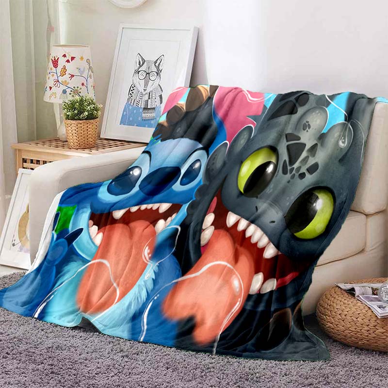 Pătură Drăguță cu Desene Animate Stitch Animație Modă Flanelă Fleece Pufoasă Pătură Aruncată Copii Canapea Călătorie Camping