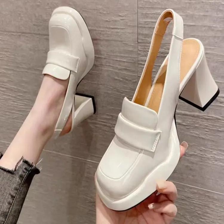 Fashion 2024 Women Sexy Fashion  High Heels Pumps Shoes for Office Leather High Platform Heels Red Black Spring Summer Crystal Sandals