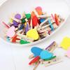50Pcs 3cm Mini Photo Clip Color Love Wood Creative Home Decoration 2