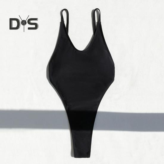 Dámské sexy monokiny plavky s výstřihem do V, bez rukávů, design bez zad, jednodílné bikiny střih zlepšující postavu