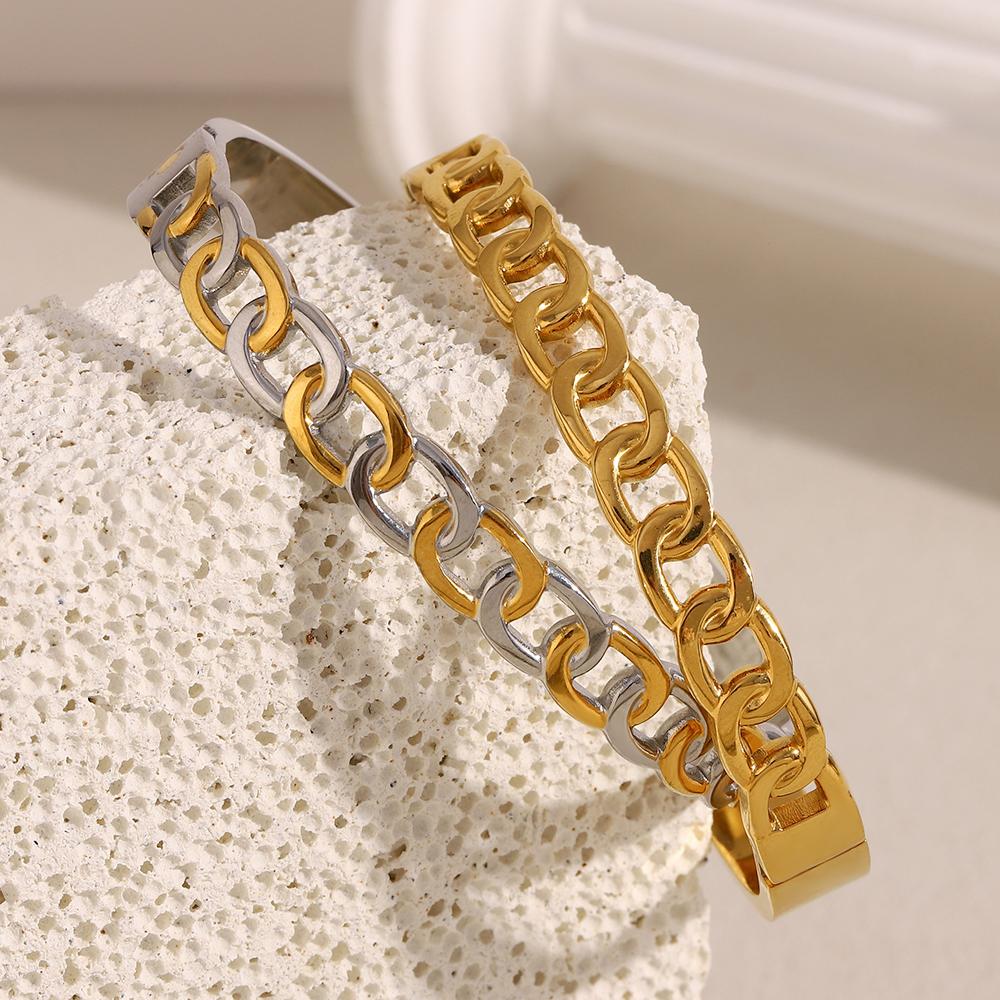 MamacitaSlay Creative Cool Stainless Steel Geometric Open Bracelet Party Popular Waterproof Wrist Jewelry High Quality Jewelry