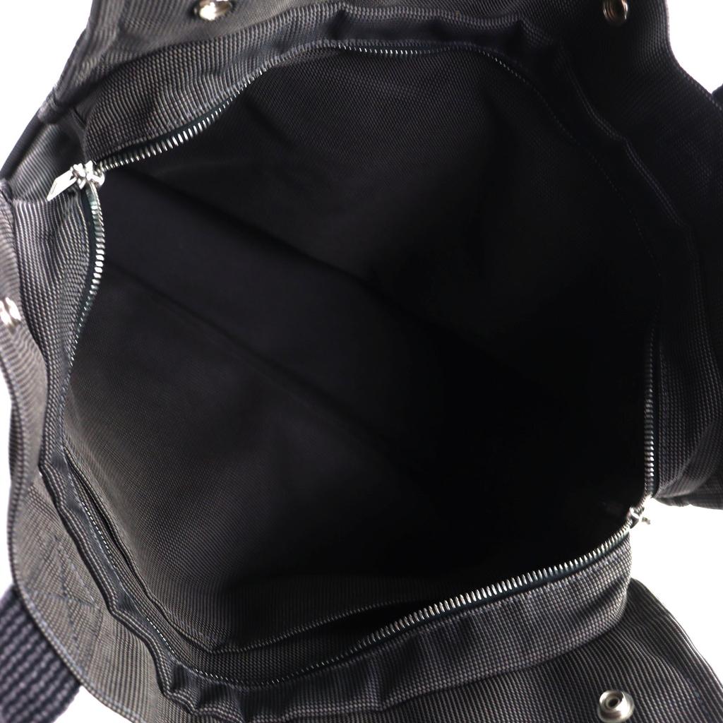 Great HERMES Tote Bag Her Line MM H Logo with Serie Buttons On Canvas Gray Women Used