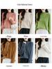 Women's Wool Knit Sweater with Ruffled Collar - Fern Tail Design, Slimming Loose Fit, Soft Half-High Collar