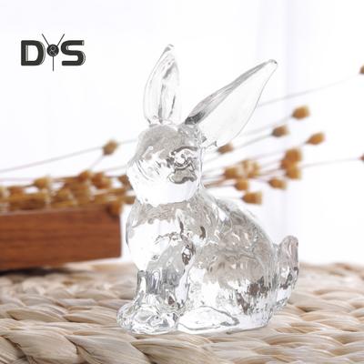 Glass Rabbit Figurine Clear Bunny Ornament with Stained Ears Collectible Bunny Centerpiece for Desk Spring Easter Decoration