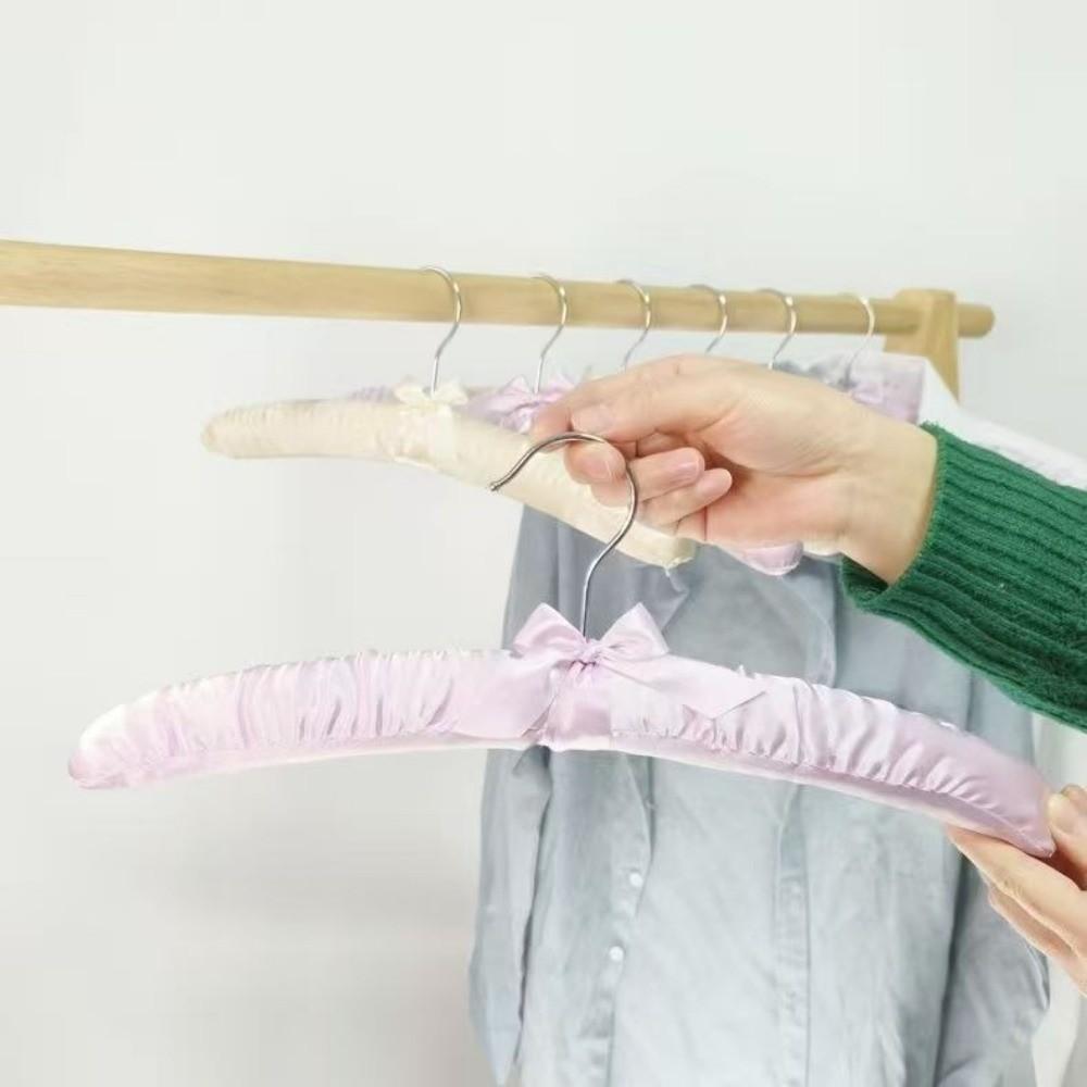 5PCS Non-slip Satin Padded Display Hanger Soft Sponge Clothes Hangers Wrapped Clothes Hanger  Hotel